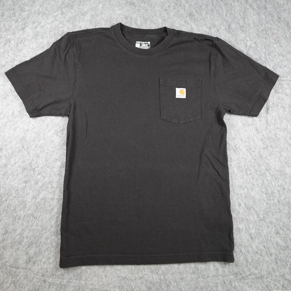 Carhartt Shirt Mens Small Black Loose Fit Heavyweight Cotton Pocket Workwear